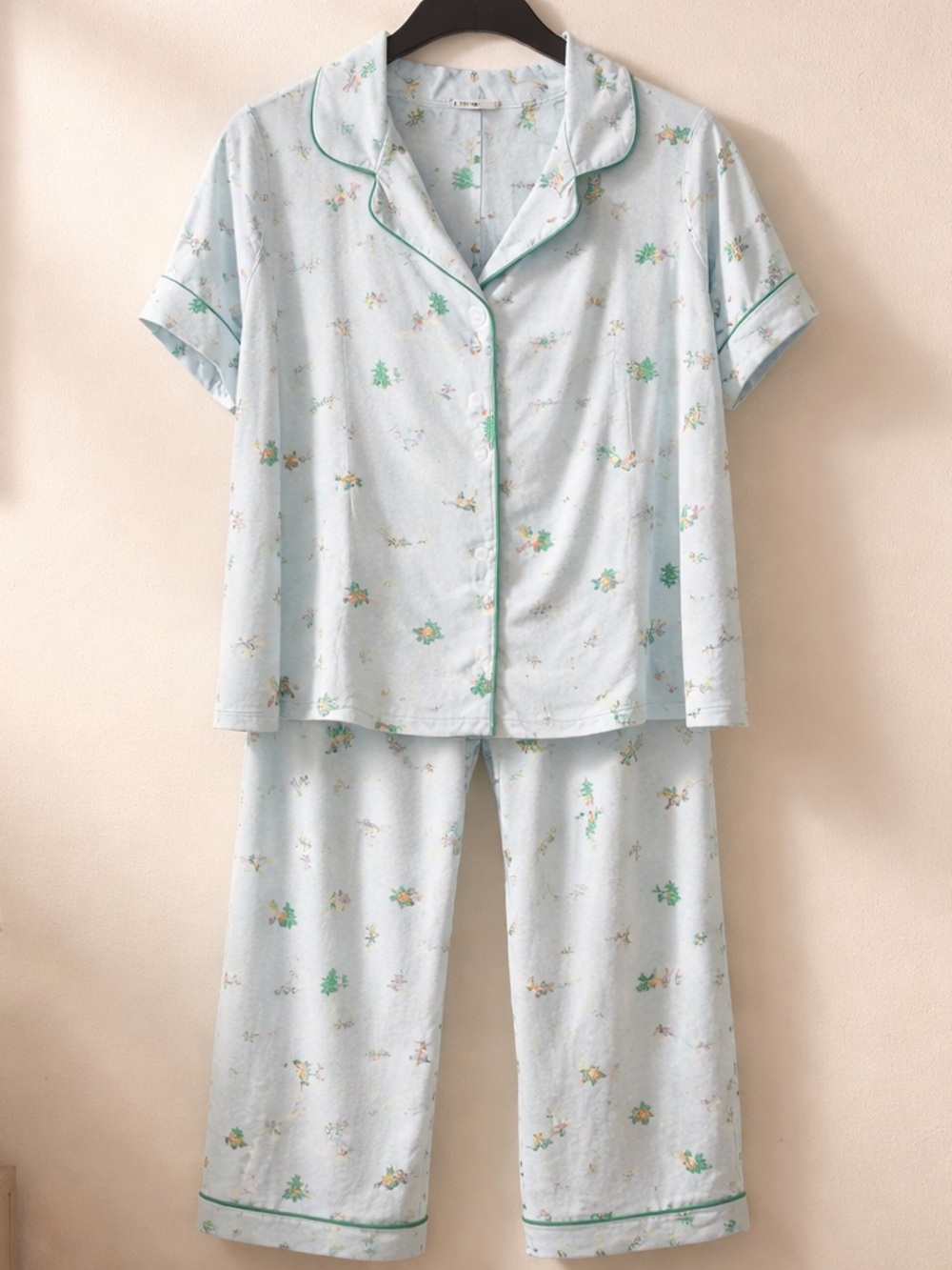 Old Navy Light Blue Holiday Pajama Top with Snowman & Tree Print